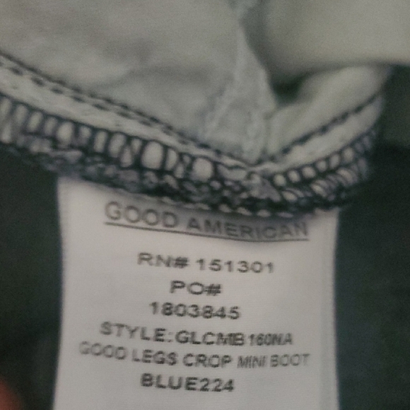 Good American Jeans Women's Size 6 Dark Blue Denim Good Legs Crop Mini Boot - Picture 10 of 16